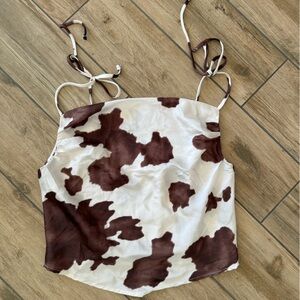 Cow print Crop Tie Top